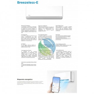 Midea Mono Split 9000 Btu MSCB1BU-09HRFN8 MOX104-09HFNX Condizionatore Bianco Breezeless E WiFi A++ A+ R-32 Midea