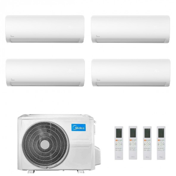 Midea Quadri Split 9+9+9+24 Btu Xtreme Pro WF M4O-36FN8-Q con 3 unità MSAGBU-09HRFN8 + MSAGDU-24HRFN8 Condizionatore R-32 WiF...