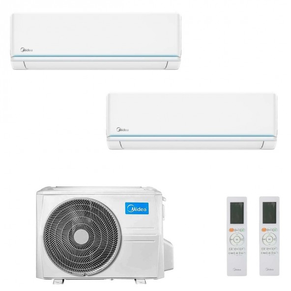 Midea Dual Split 9+18 Btu Evolution M2OE-18HFN8-Q MSAGXAU-09HRDN8 MSAGXCU-18HRFN8 Condizionatore R-32 WiFi A++ A+ Midea