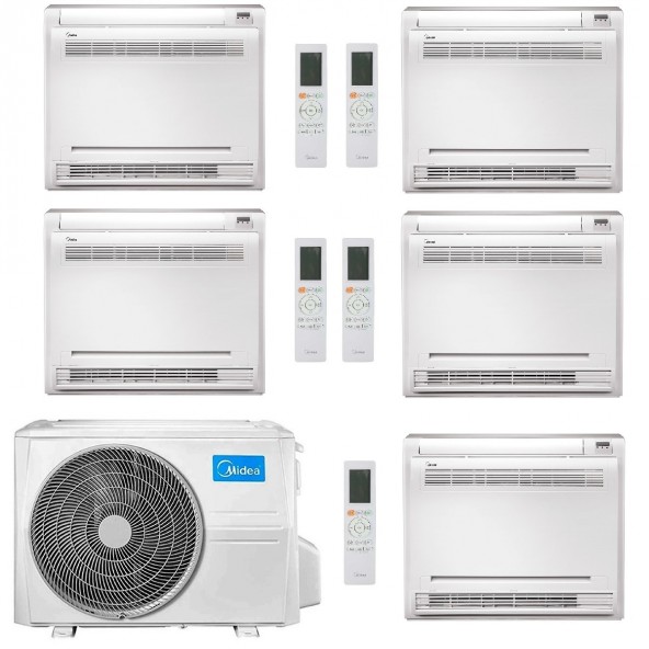 Midea Penta Split 9+9+9+9+12 Btu Pavimento M5OE-42HFN8-Q con 4 unità MFA2U-09HRFNX(GA) + MFA2U-09HRFNX(GA) Condizionatore R-3...