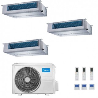 Midea Trial Split 12+12+12 Btu Canalizzabile Canalizzato M3OA-27HFN8-Q con 3 unità MTIU-12HWFNX(GA) Condizionatore R-32 A++ A...