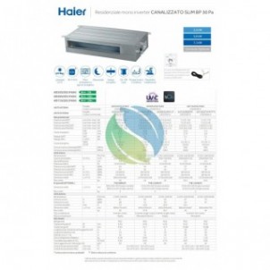 Haier Mono Split 9000 Btu Canalizzato Slim Bassa Prevalenza AD25S2SS1FA(H) 1U25S2SM1FA Condizionatore WiFi A++ A+ Inverter R-...