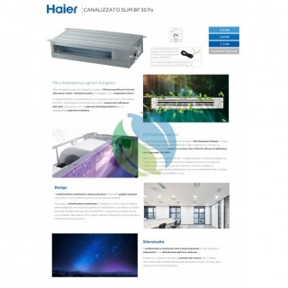 Haier Mono Split 12000 Btu Canalizzato Slim Bassa Prevalenza AD35S2SS1FA(H) 1U35S2SM1FA Condizionatore WiFi A++ A Inverter R-...