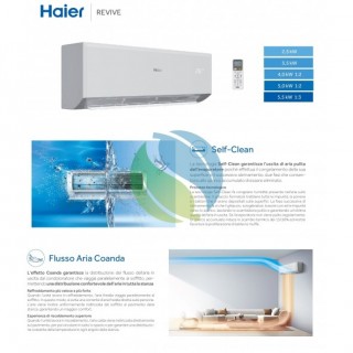 Haier Mono Split 12000 Btu Revive Bianco AS35RBAHRA-3 1U35YESFRA-3 Condizionatore WiFi A++ A+ Inverter R-32 Haier