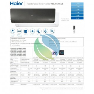 Haier Trial Split 7+9+12 Flexis Plus Bianco 3U70S2SR5FA AS20S2SF1FA-MW3 AS25S2SF1FA-MW3 AS35S2SF1FA-MW3 Condizionatore WiFi H...