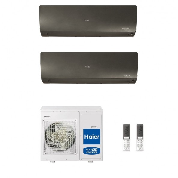 Haier Dual Split 12+24 Btu Flexis Plus Nero 4U75S2SR5FA AS35S2SF1FA-MB3 AS71S2SF1FA-MB3 Condizionatore R-32 WiFi Parete Haier