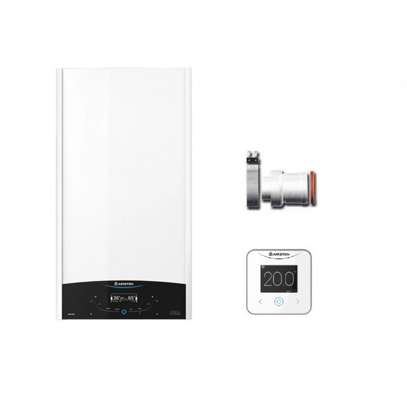 Ariston Caldaia a Condensazione Genus One + Net 30 gas Metano-GPL 28-30 kW classe A+ A XL NOx 6 + adattatore partenza sdoppia...
