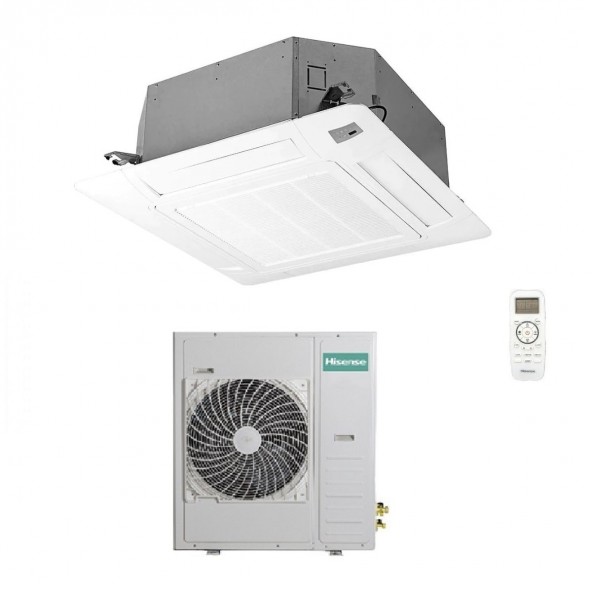 Hisense Mono Split Cassetta 90x90 47600 Btu AUC140UR4RKC8 AUW140U6RN8-T Turbo Condizionatore Trifase 380 v R-32 WiFi Opz Hisense