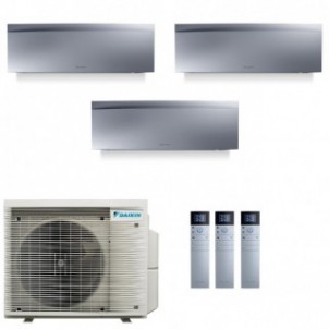 Daikin Trial Split Emura 7+7+12 Btu 3MXM52A9 FTXJ20AS9 FTXJ20AS9 FTXJ35AS9 Condizionatore Emura 3 Argento A+++ A++ WiFi R-32 ...