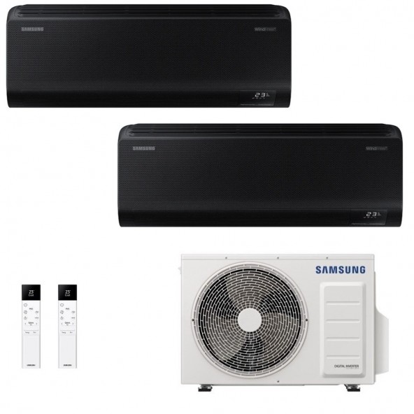 Samsung Dual Split Windfree Black 9000+12000 Btu AJ050TXJ2KG/EU AR70F09C1ABNEU AR70F12C1ABNEU Condizionatore Nero WiFi R-32 S...