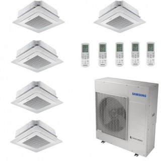 Samsung Penta Split 7+7+7+7+12 Btu Serie Cassetta 4 Vie Mini WindFree AJ100TXJ5KG/EU Condizionatore Bianco WiFi Opzionale R-3...