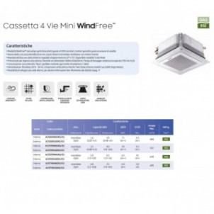 Samsung Mono Split Cassetta 4 Vie Mini WindFree 24000 Btu AC071RNNDKG/EU AC071RXADKG/EU Condizionatore Bianco R-32 Samsung