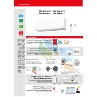Fujitsu Mono Split 7000 Btu ASEH07KGTG AOEH07KGCG Condizionatore Bianco KGTG WiFi A+++ A+++ R-32 Fujitsu