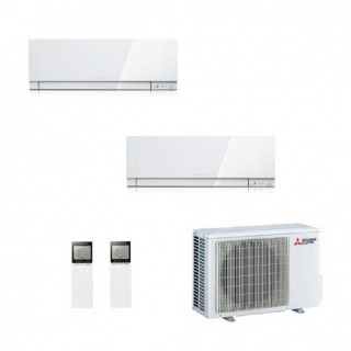 Mitsubishi Dual Split 7000+7000 Btu MXZ-2F33VF4 MSZ-EF22VGK2W MSZ-EF22VGK2W Condizionatore Bianco Kirigamine ZEN WiFi R-32 Mi...