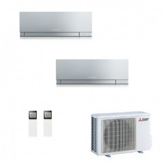 Mitsubishi Dual Split 7000+7000 Btu MXZ-2F33VF4 MSZ-EF22VGK2S MSZ-EF22VGK2S Condizionatore Argento Kirigamine ZEN WiFi R-32 M...