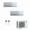 Mitsubishi Dual Split 7000+7000 Btu MXZ-2F33VF4 MSZ-EF22VGK2S MSZ-EF22VGK2S Condizionatore Argento Kirigamine ZEN WiFi R-32