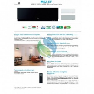 Mitsubishi Dual Split 7000+9000 Btu MXZ-2F33VF4 MSZ-EF22VGK2B MSZ-EF25VGK2B Condizionatore Nero Kirigamine ZEN WiFi R-32 Mits...