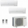 Mitsubishi Dual Split 9000+12000 Btu MXZ-2HA40VF2 MSZ-HR25VF MSZ-HR35VF Condizionatore Bianco MSZ-HR WiFi Opzionale R-32