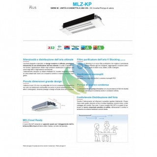 Mitsubishi Mono Split 9000 Btu Cassetta MLZ-KP25VG SUZ-M25VA Condizionatore Bianco MLZ-KP WiFi Opzionale A++ A+ R-32 Mitsubishi