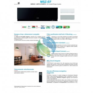 Mitsubishi Unità Interna 7000 Btu MSZ-EF22VGK2B 2.0 KW Nero Kirigamine ZEN WiFi R-32 Mitsubishi
