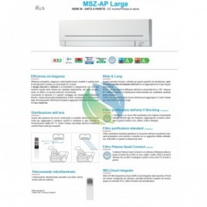 Mitsubishi Unità Interna 21000 Btu MSZ-AP60VGK 6.0 KW Bianco MSZ-AP-Large WiFi R-32 Mitsubishi