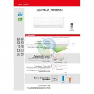 Fujitsu Mono Split 18000 Btu ASEG18KLCA AOEG18KLCA Condizionatore Bianco KL 18-24 NO Com. WIFI A++ A+ R-32 Fujitsu