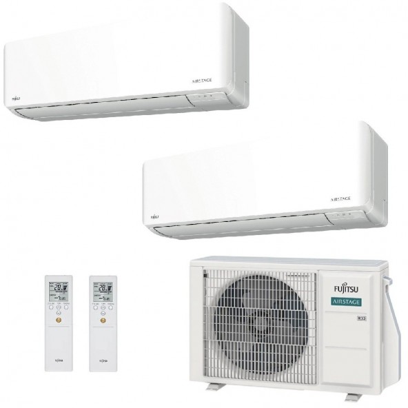 Fujitsu Dual Split 7000+15000 Btu AOEG18KBCA2 ASEH07KMCG ASEH14KMCG Condizionatore Bianco KMCG WiFi R-32 A+++ A++ Fujitsu