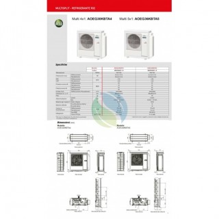 Fujitsu Penta Split 9+9+9+9+12 KV compatte WiFi Opzionale AOEG36KBTA5 4X AUXG09KVLA + AUXG12KVLA Condizionatore Bianco R-32 F...