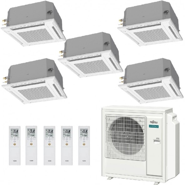 Fujitsu Penta Split 9+9+9+12+12 KV compatte WiFi Opzionale AOEG36KBTA5 3X AUXG09KVLA + 2X AUXG12KVLA Condizionatore Bianco R-...