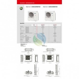Fujitsu Penta Split 9+9+9+12+12 KV compatte WiFi Opzionale AOEG36KBTA5 3X AUXG09KVLA + 2X AUXG12KVLA Condizionatore Bianco R-...
