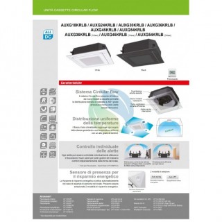 Fujitsu Mono Split Cassetta 18000 Btu AUXG18KRLB AOEG18KBTB Condizionatore Serie KR Circular Flow Nero R-32 Monofase 220v Fuj...