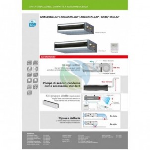 Fujitsu Mono Split Canalizzabile 9000 Btu ARXG09KLLAP AOEG09KBTB Condizionatore Serie Canalizzato KL R-32 Monofase 220v Fujitsu