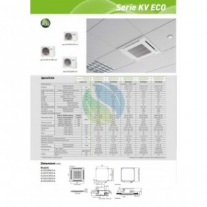 Fujitsu Mono Split Cassetta 9000 Btu AUXG09KVLA AOEG09KATA Condizionatore Serie compatte ECO KV Inverter R-32 Monofase 220v F...