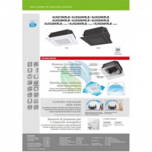 Fujitsu Mono Split Cassetta 18000 Btu AUXG18KRLB AOEG18KATA Condizionatore Serie ECO KR Circular Flow Nero R-32 Monofase 220v...