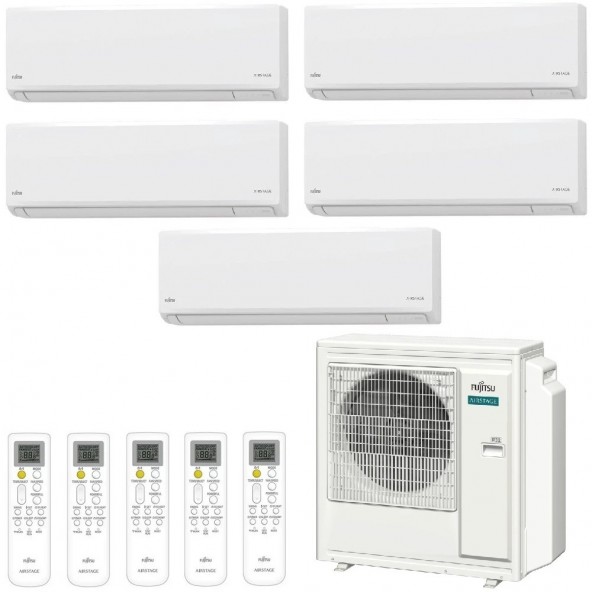 Fujitsu Penta Split 9+9+9+12+12 KN WiFi AOEG36KBTA5 3X ASEH09KNCA + 2X ASEH12KNCA Condizionatore Bianco R-32 Fujitsu