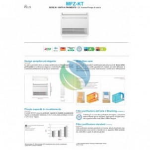 Mitsubishi Mono Split 9000 Btu Pavimento MFZ-KT25VGK SUZ-M25VA Condizionatore Bianco MFZ-KT WiFi A++ A+ R-32 Mitsubishi