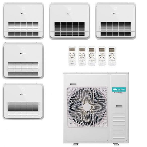 Hisense Penta Split Console 9+9+9+12+12 5AMW105U4RQC 3 split AKT26UR4RK8 + 2 split AKT35UR4RK8 Condizionatore WiFi Opzionale ...