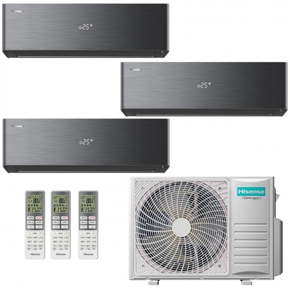 Hisense Trial Split 9+9+9 Btu 3AMW52U4RJC QH25XV4BG QH25XV4BG QH25XV4BG Condizionatore Energy PRO X Nero WiFi R-32 Hisense