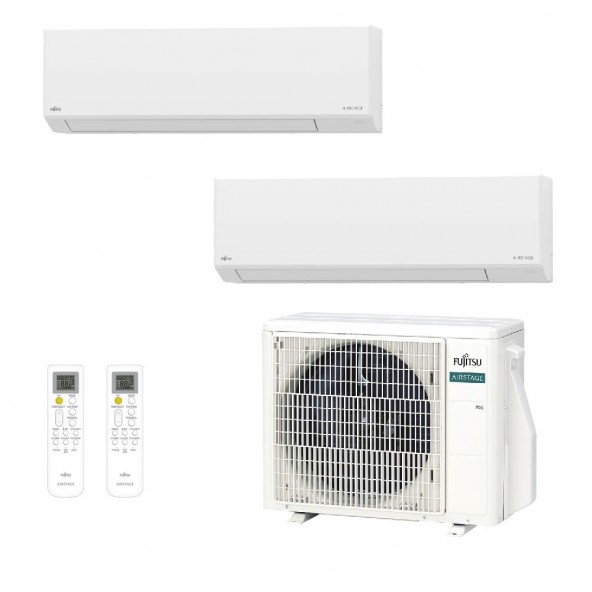 Fujitsu Dual Split 9000+12000 Btu AOEH14KACB2 ASEH09KLTBL ASEH12KLTBL Condizionatore Bianco KL WiFi R-32 A+++ A++ Fujitsu