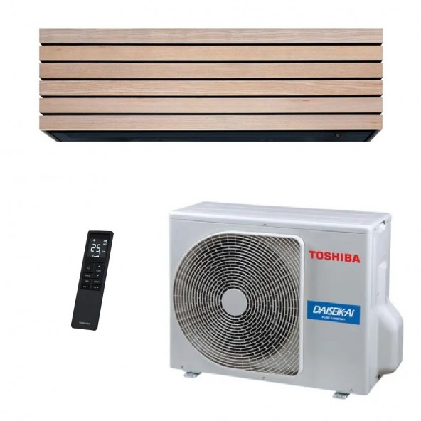 Toshiba Mono Split Daiseikai 10 WOOD 9000 Btu RAS-B10S4KVDG-E RAS-10S4AVPG-E Condizionatore Legno WiFi A+++ A+++ R-32 Toshiba