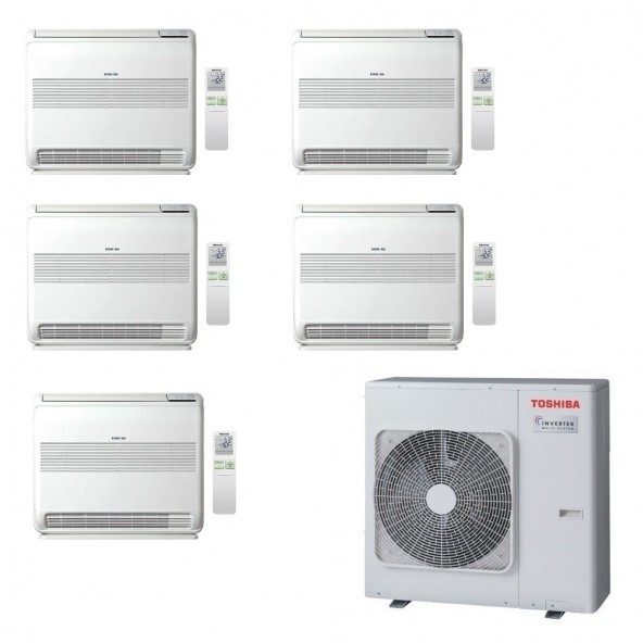 Toshiba Penta Split Console 9+9+9+9+9 Btu RAS-5M34G3AVG-E1 Condizionatore Pavimento WiFi Opzionale R-32 Bianco Toshiba