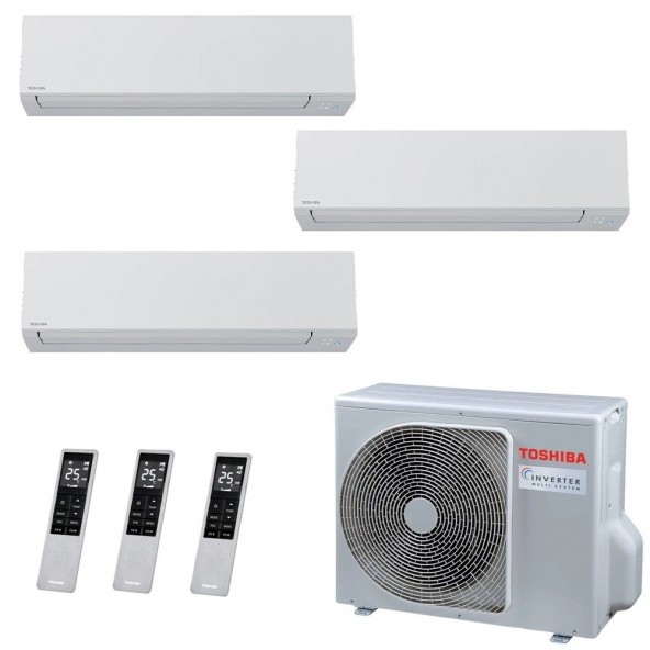 Toshiba Trial Split Shorai Edge 5000+5000+5000 Btu RAS-3M18G3AVG-E Condizionatore Parete WiFi A++ A++ R-32 Bianco Toshiba