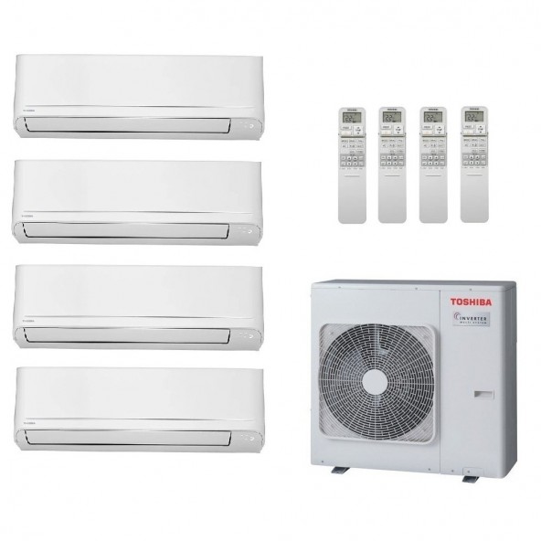 Toshiba Quadri Split Seiya Classic 9000+9000+9000+12000 Btu RAS-4M27G3AVG-E Condizionatore Parete WiFi Opzionale R-32 Bianco ...